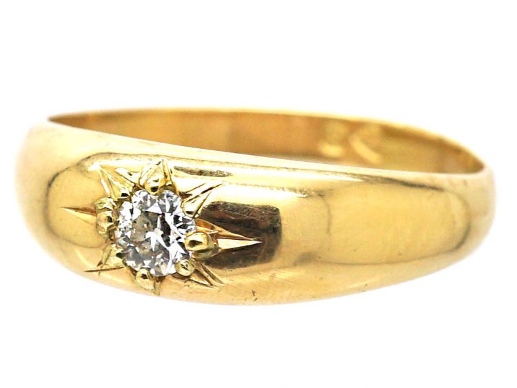 Edwardian 18ct Gold Gypsy Ring set with a Diamond