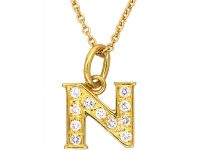 18ct Gold N Pendant set with Diamonds on an 18ct gold Chain by Adler