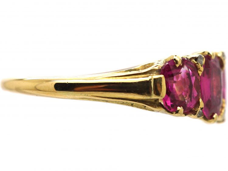 Victorian 18ct Gold, Five Stone Burma Ruby Ring