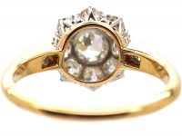 Edwardian 18ct Gold & Platinum, Diamond Cluster Ring with Diamond Set Shoulders