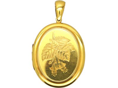 Victorian 18ct Gold Locket with Engraved Fuchsias