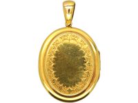 Victorian 18ct Gold Locket with Engraved Fuchsias