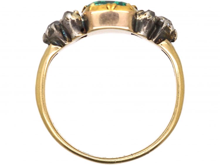 Georgian 18ct Gold & Silver Emerald & Diamond Ring