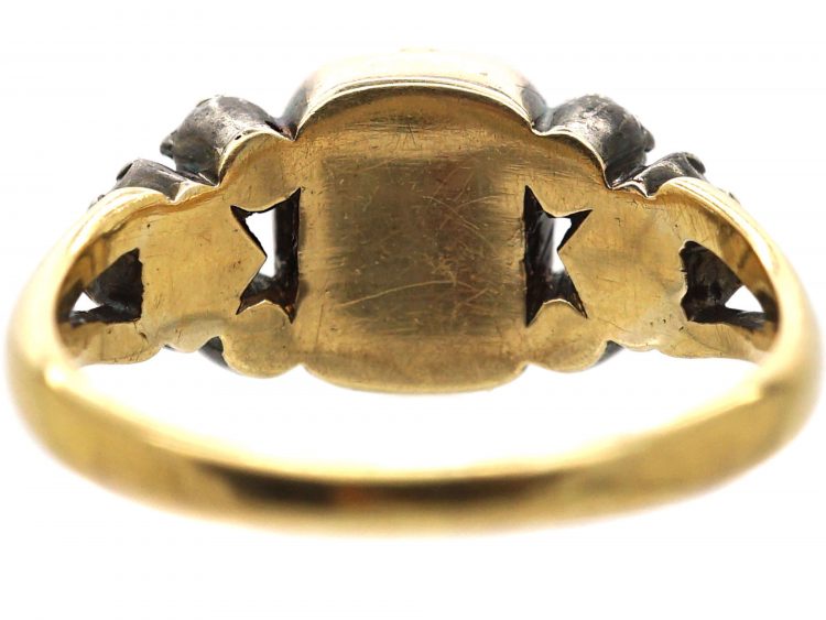 Georgian 18ct Gold & Silver Emerald & Diamond Ring