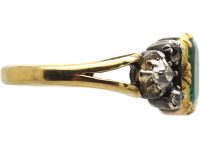 Georgian 18ct Gold & Silver Emerald & Diamond Ring