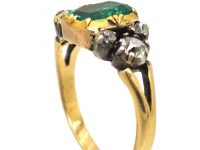 Georgian 18ct Gold & Silver Emerald & Diamond Ring