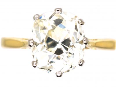 18ct Gold Ring set with a 3.50 carat Cushion Cut Diamond