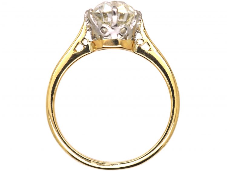 18ct Gold Ring set with a 3.50 carat Cushion Cut Diamond
