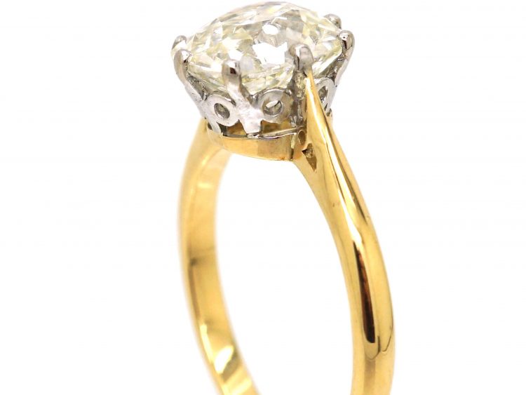 18ct Gold Ring set with a 3.50 carat Cushion Cut Diamond