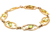 Edwardian 9ct Gold Bracelet set with Peridots