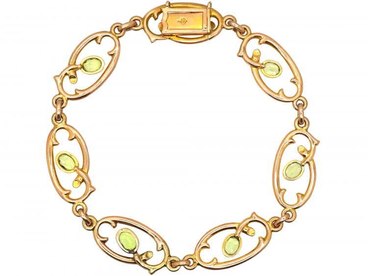 Edwardian 9ct Gold Bracelet set with Peridots