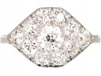 Art Deco 18ct White Gold Octagonal Shaped Ring set with Diamonds