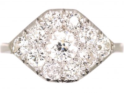 Art Deco 18ct White Gold Octagonal Shaped Ring set with Diamonds