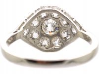 Art Deco 18ct White Gold Octagonal Shaped Ring set with Diamonds