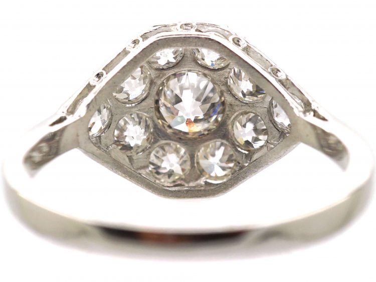 Art Deco 18ct White Gold Octagonal Shaped Ring set with Diamonds