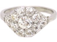 Art Deco 18ct White Gold Octagonal Shaped Ring set with Diamonds