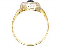 Victorian 18ct Gold & Silver, Sapphire & Diamond Oval Cluster Ring