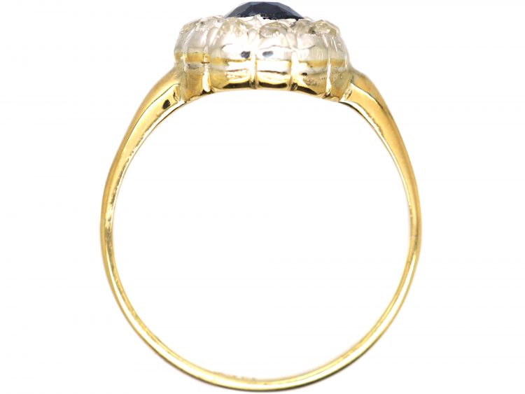 Victorian 18ct Gold & Silver, Sapphire & Diamond Oval Cluster Ring