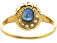 Victorian 18ct Gold & Silver, Sapphire & Diamond Oval Cluster Ring