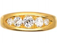 Victorian 18ct Gold Boat Shaped Ring set with Five Diamonds