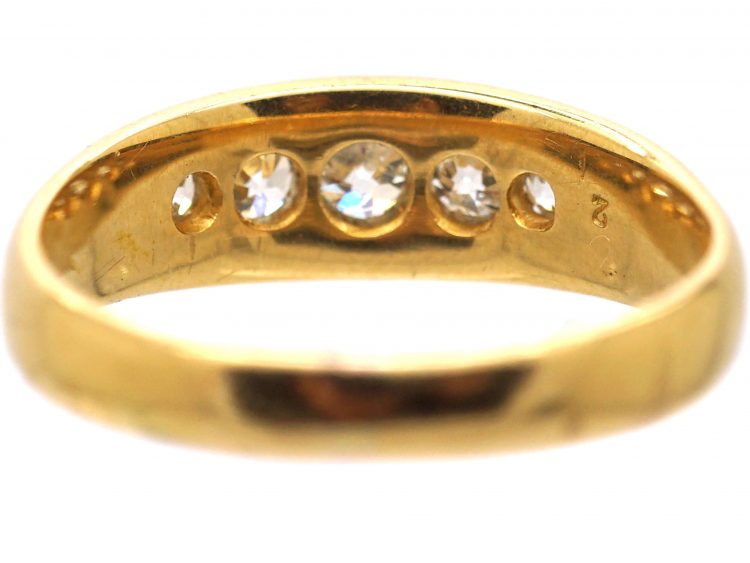 Victorian 18ct Gold Boat Shaped Ring set with Five Diamonds
