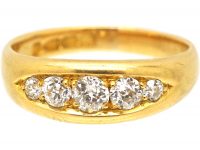 Victorian 18ct Gold Boat Shaped Ring set with Five Diamonds
