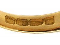Victorian 18ct Gold Boat Shaped Ring set with Five Diamonds