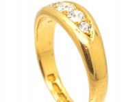 Victorian 18ct Gold Boat Shaped Ring set with Five Diamonds
