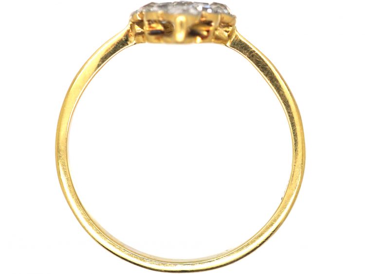 Edwardian 15ct Gold & Platinum Marquise Shaped Ring set with Diamonds