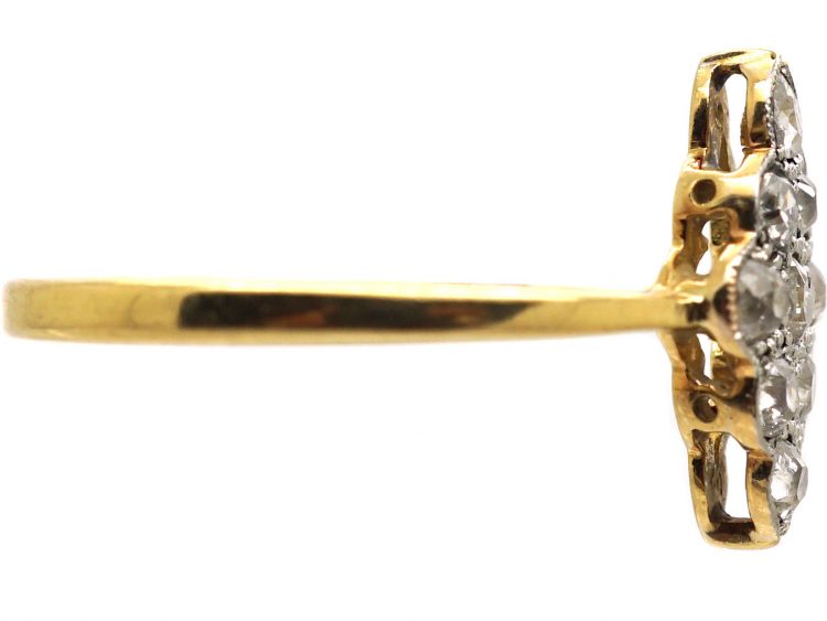 Edwardian 15ct Gold & Platinum Marquise Shaped Ring set with Diamonds