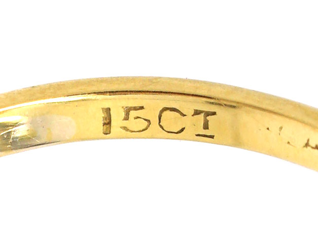 Edwardian 15ct Gold & Platinum Marquise Shaped Ring set with Diamonds
