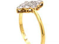 Edwardian 15ct Gold & Platinum Marquise Shaped Ring set with Diamonds