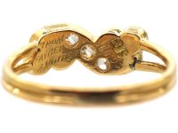 Edwardian 18ct Gold Twist Ring set with Diamonds & Rubies