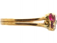 Edwardian 18ct Gold Twist Ring set with Diamonds & Rubies
