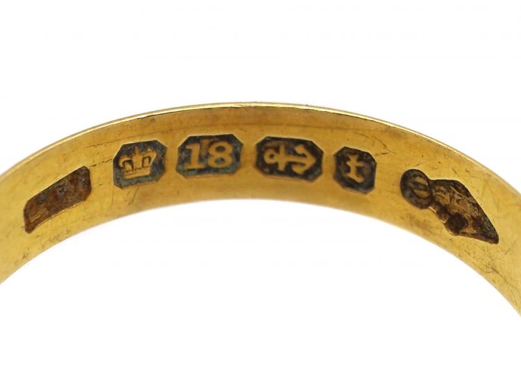 Victorian 18ct Gold Ring with Flower Motif set with Diamonds & Sapphires