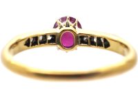 Edwardian 18ct Gold Ring set with a Ruby & Diamonds