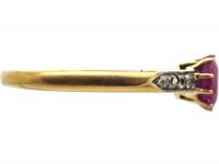 Edwardian 18ct Gold Ring set with a Ruby & Diamonds