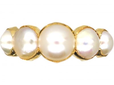 Early Victorian 18ct Gold, Natural Split Pearl Ring