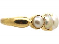 Early Victorian 18ct Gold, Natural Split Pearl Ring