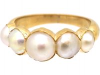 Early Victorian 18ct Gold, Natural Split Pearl Ring