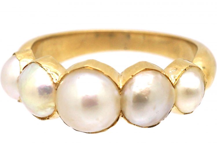 Early Victorian 18ct Gold, Natural Split Pearl Ring