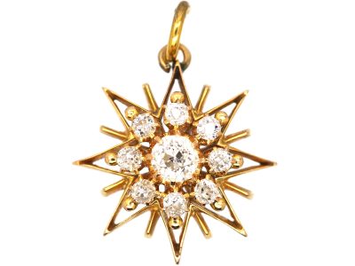 Edwardian 18ct Gold Star Pendant set with Diamonds