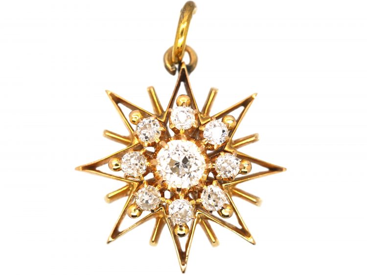 Edwardian 18ct Gold Star Pendant set with Diamonds