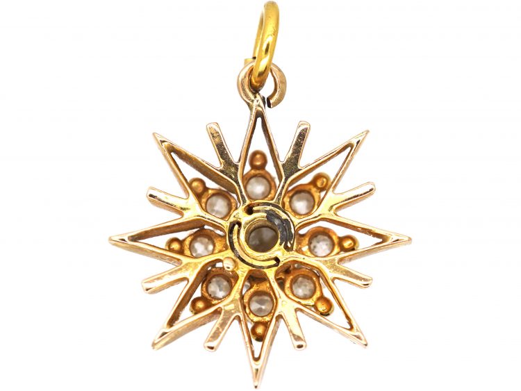 Edwardian 18ct Gold Star Pendant set with Diamonds
