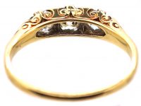 Edwardian 18ct Gold Carved Half Hoop Three Stone Diamond Ring