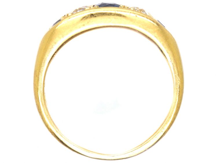 Edwardian 18ct Gold Sapphire & Diamond Five Stone Ring