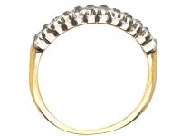 Georgian 15ct Gold & Silver Two Row Ring set with Old Mine Cut Diamonds