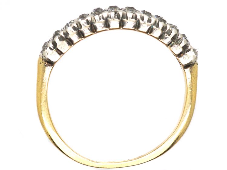 Georgian 15ct Gold & Silver Two Row Ring set with Old Mine Cut Diamonds