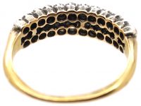 Georgian 15ct Gold & Silver Two Row Ring set with Old Mine Cut Diamonds