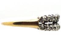 Georgian 15ct Gold & Silver Two Row Ring set with Old Mine Cut Diamonds